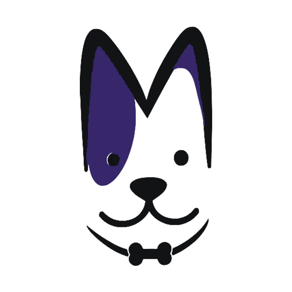 Purple Muddy Mutts dog logo